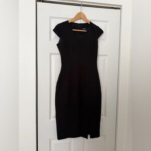 Elegant Black Midi Dress with V-Neck